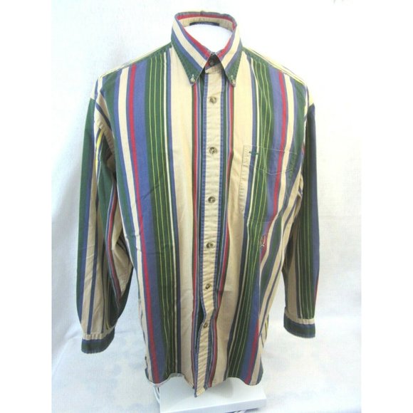 TOMMY HILFIGER Men shirt long sleeve vintage 1990s pit to pit 26 L slim striped - Picture 3 of 12